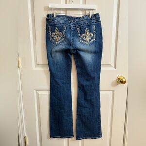 964 Cello Flare Jeans Mid Rise Size 14 Bling Pockets Stretch